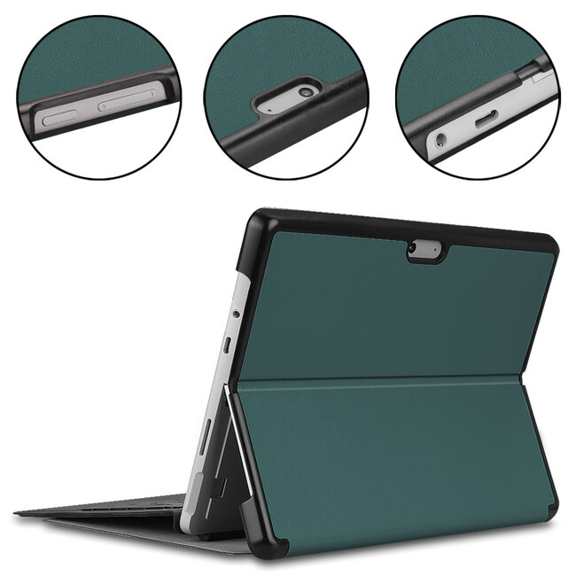 Case2go - Tablet Hoes geschikt voor Microsoft Surface Pro 8 - Tri-Fold Book Case - Donker Groen
