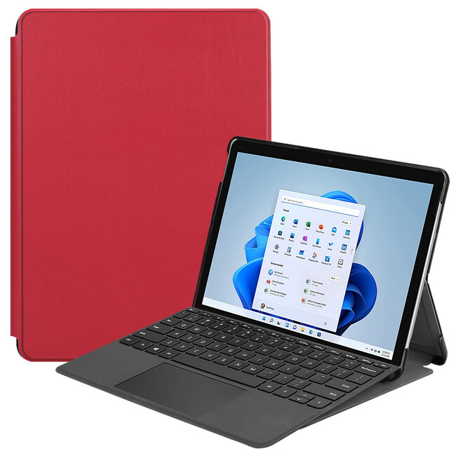 Case2go - Tablet Hoes geschikt voor Microsoft Surface Pro 8 - Tri-Fold Book Case - Rood