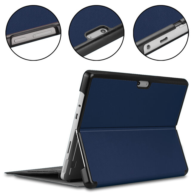 Case2go - Tablet Hoes geschikt voor Microsoft Surface Pro 8 - Tri-Fold Book Case - Donker Blauw