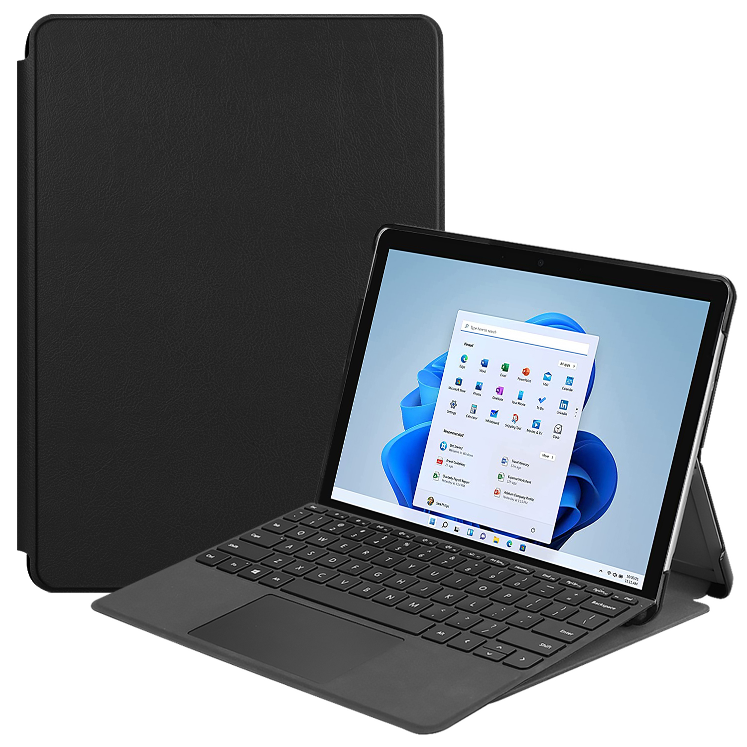 Case2go - Tablet Hoes geschikt voor Microsoft Surface Pro 8 - Tri-Fold Book Case - Zwart afbeelding