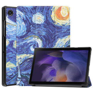 Case2go Tablet hoes geschikt voor Samsung Galaxy Tab A8 (2022 &amp; 2021) tri-fold hoes met auto/wake functie - 10.5 inch - Sterrenhemel