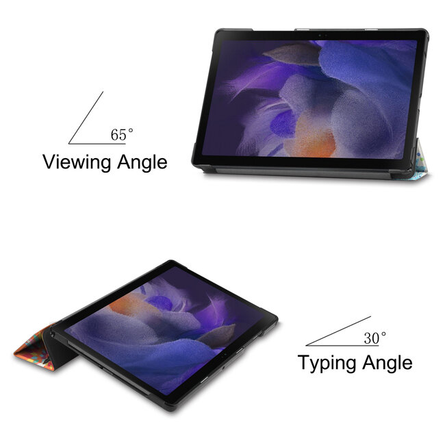 Tablet hoes geschikt voor Samsung Galaxy Tab A8 (2022 &amp; 2021) tri-fold hoes met auto/wake functie - 10.5 inch - Vlinders