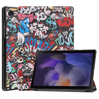 Case2go Tablet hoes geschikt voor Samsung Galaxy Tab A8 (2022 &amp; 2021) tri-fold hoes met auto/wake functie - 10.5 inch - Grafitti