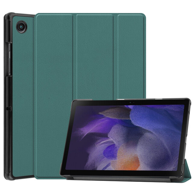 Tablet hoes geschikt voor Samsung Galaxy Tab A8 (2022 &amp; 2021) tri-fold hoes met auto/wake functie - 10.5 inch - Cyaan
