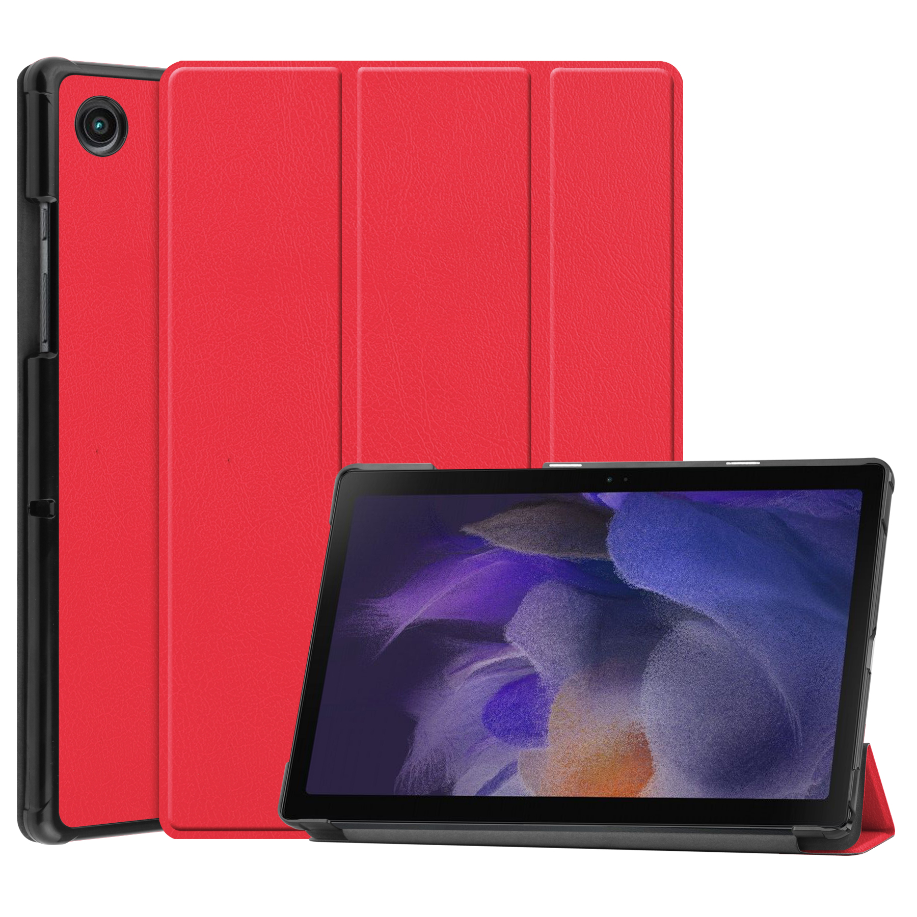 Tablet hoes geschikt voor Samsung Galaxy Tab A8 (2022 &amp; 2021) tri-fold hoes met auto/wake functie - 10.5 inch - Rood afbeelding