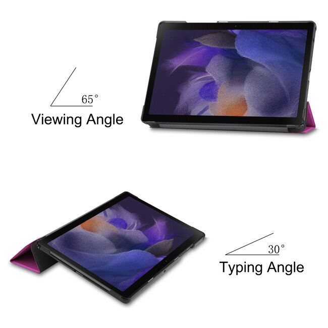 Tablet hoes geschikt voor Samsung Galaxy Tab A8 (2022 &amp; 2021) tri-fold hoes met auto/wake functie - 10.5 inch - Paars