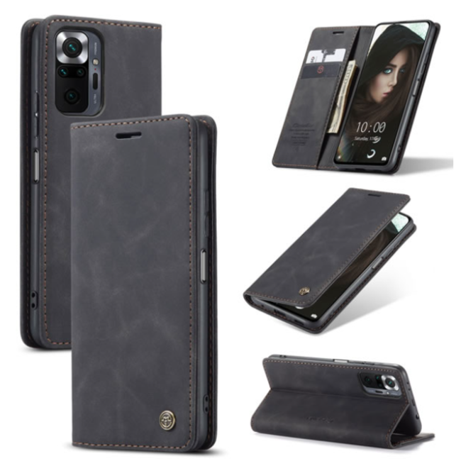 CaseMe - Hoesje geschikt voor Xiaomi Redmi Note 10 Pro - Wallet Book Case - Magneetsluiting - Zwart