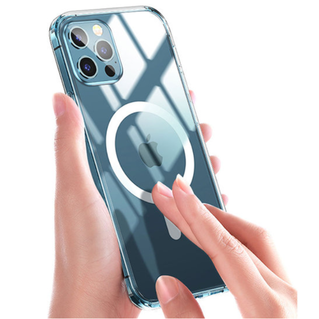 Wiwu - Hoesje geschikt voor iPhone 13 / 13 Pro en Apple magnetische ring &amp; oplaadfunctie - Magnetic Crystal Case - TPU Back Cover - Transparant