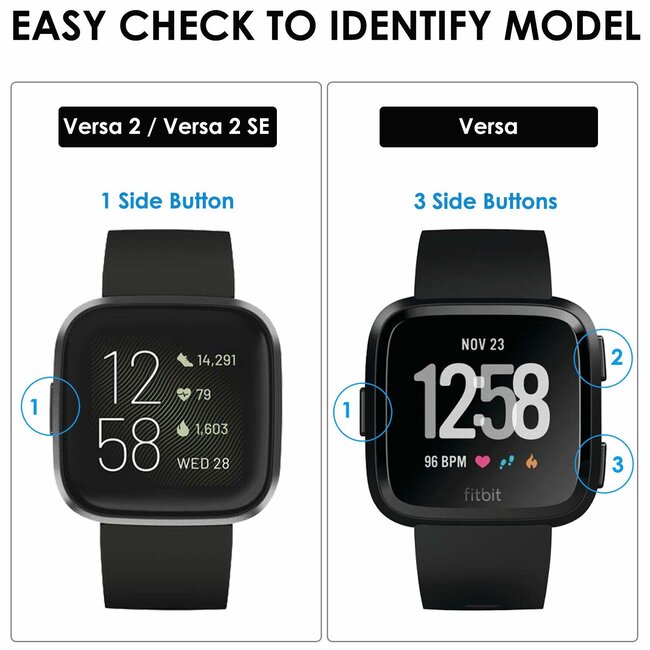 Case2go - Oplaadkabel geschikt voor Fitbit Versa 2 - USB-oplaadstation - dock - 1.0 meter - Zwart