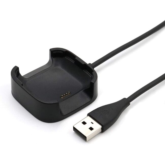 Case2go - Oplaadkabel geschikt voor Fitbit Versa 2 - USB-oplaadstation - dock - 1.0 meter - Zwart