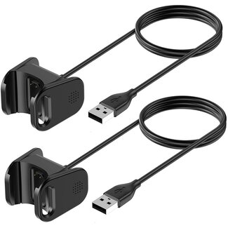 Case2go 2-Pack - Case2go - Oplaadkabel geschikt voor Fitbit Charge 4 - USB-kabel - 1.0 meter - Zwart