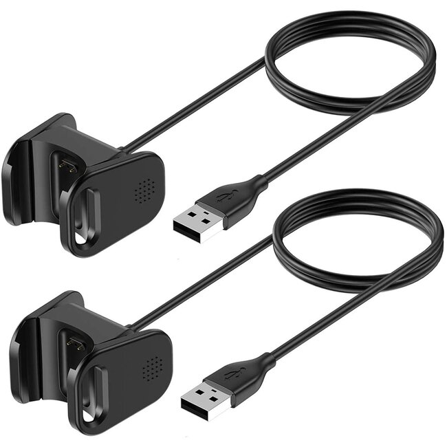 2-Pack - Case2go - Oplaadkabel geschikt voor Fitbit Charge 4 - USB-kabel - 1.0 meter - Zwart