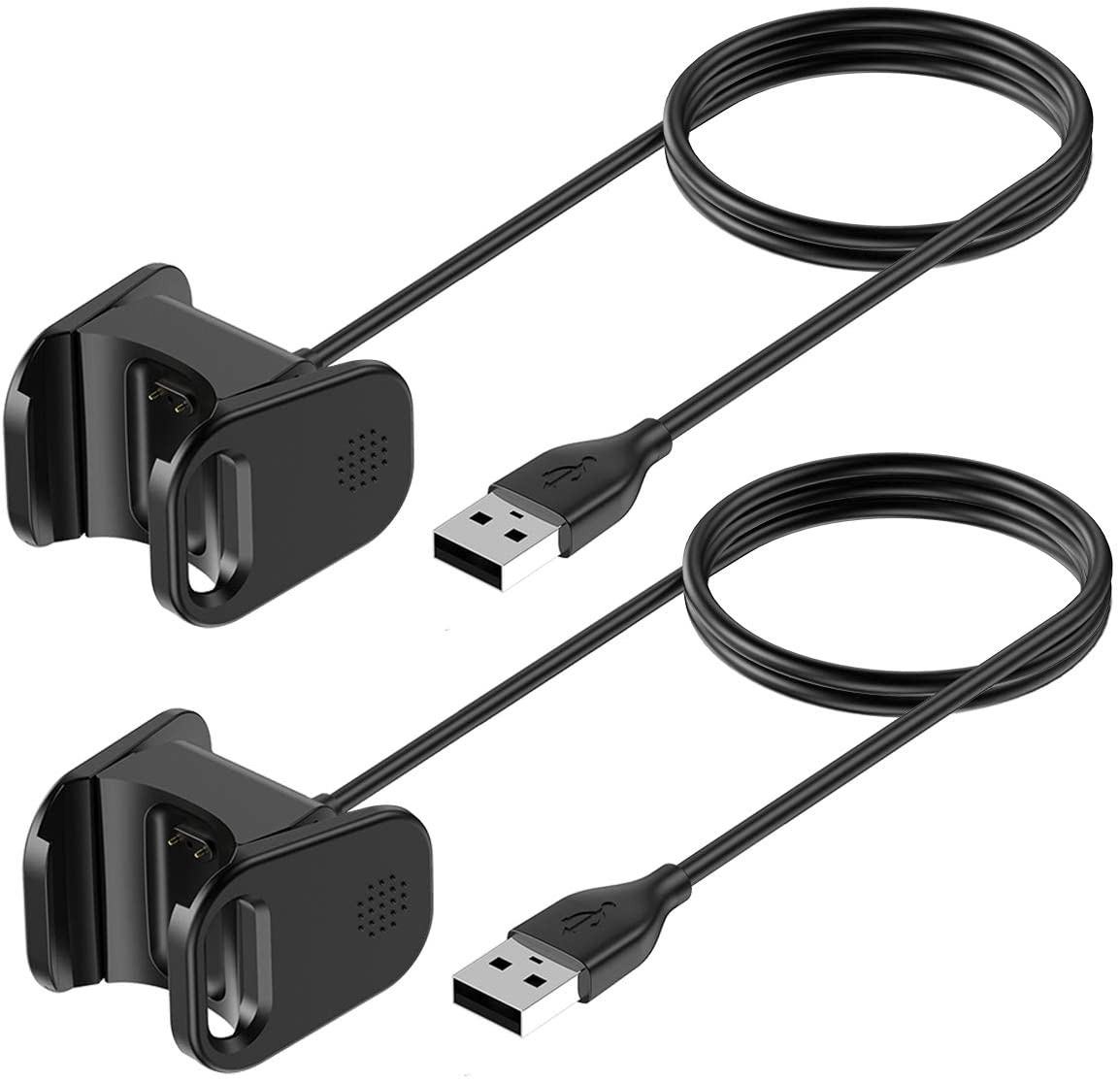 Case2go 2-Pack Case2go - Oplaadkabel geschikt voor Fitbit Charge 4 - USB-kabel - 1.0 meter - Zwart |
