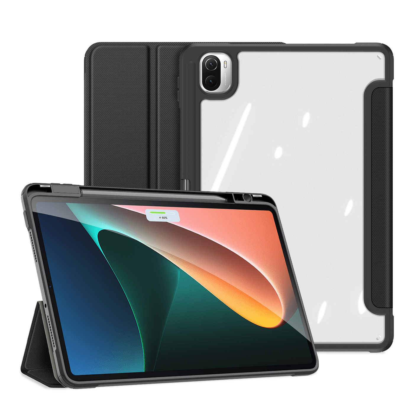 Dux Ducis - Tablet hoes geschikt voor xiaomi pad 5 / 5 Pro - Toby Series - Tri-Fold Book Case - Zwart afbeelding