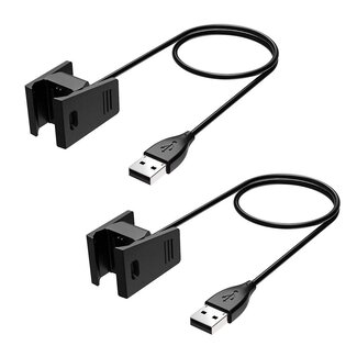 Case2go 2-Pack - Case2go - Oplaadkabel geschikt voor Fitbit Charge 2 - USB-kabel - 1.0 meter - Zwart