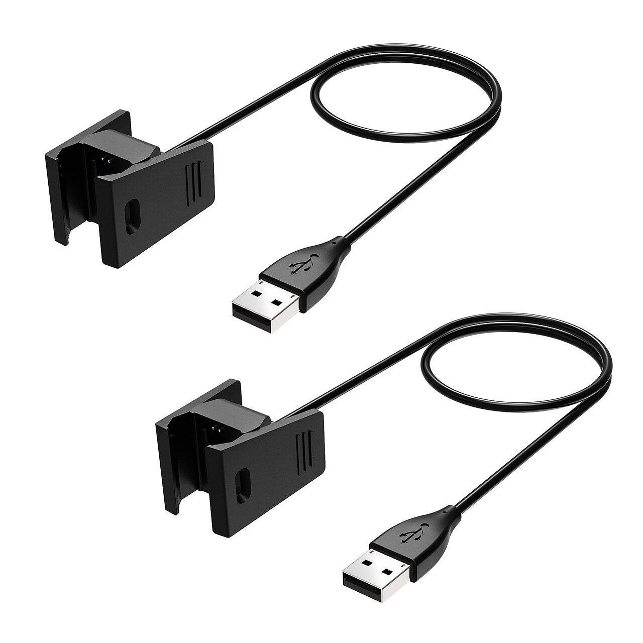 2-Pack - Case2go - Oplaadkabel geschikt voor Fitbit Charge 2 - USB-kabel - 1.0 meter - Zwart afbeelding