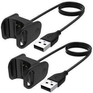 Case2go 2-Pack - Case2go - Oplaadkabel geschikt voor Fitbit Charge 3 - USB-kabel - 1.0 meter - Zwart