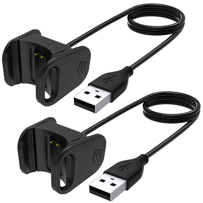 2-Pack - Case2go - Oplaadkabel geschikt voor Fitbit Charge 3 - USB-kabel - 1.0 meter - Zwart