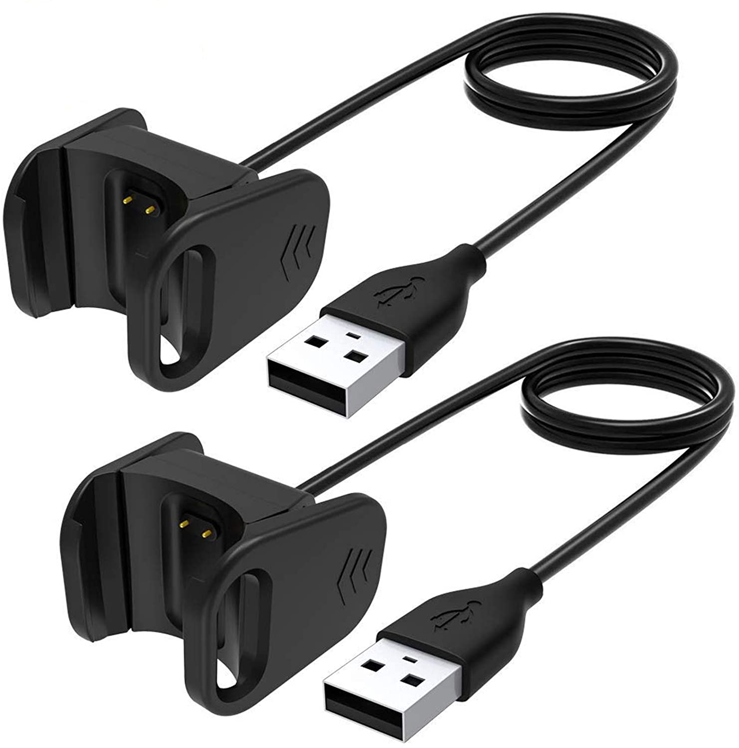2-Pack - Case2go - Oplaadkabel geschikt voor Fitbit Charge 3 - USB-kabel - 1.0 meter - Zwart afbeelding