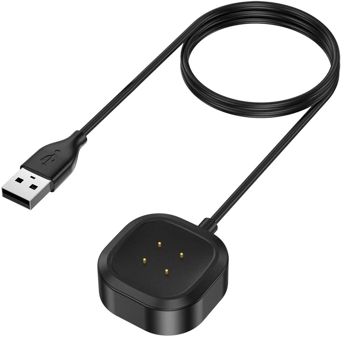 Case2go - Oplaadkabel geschikt voor Fitbit Versa 4 / Versa 3 / Sense 2 / Sense - USB-oplaadstation - Dock - 1.0 meter - Zwart afbeelding