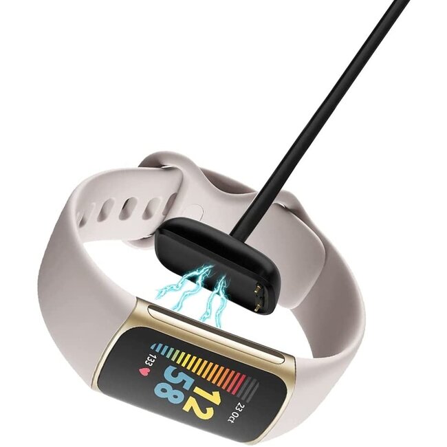 2-Pack - Case2go - Oplaadkabel geschikt voor Fitbit Luxe / Fitbit Charge 5 & 6 - USB-kabel - 1.0 meter - Zwart