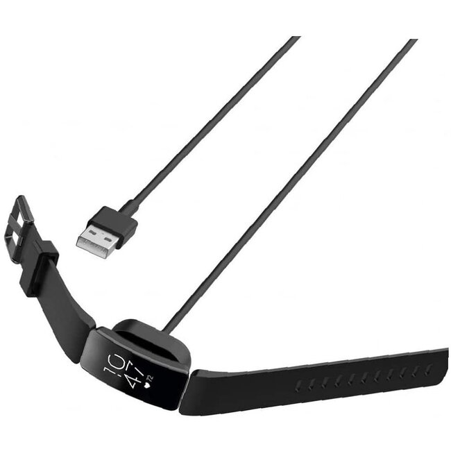 Case2go - Oplaadkabel geschikt voor Fitbit Inspire (1ste gen) - USB-kabel - 1.0 meter - Zwart