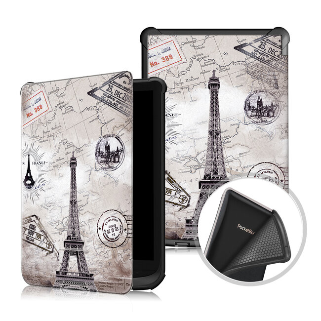 Case2go - E-reader hoesje voor PocketBook Touch HD 3 - Sleepcover - Auto/Wake functie - Magnetische sluiting - Eiffeltoren