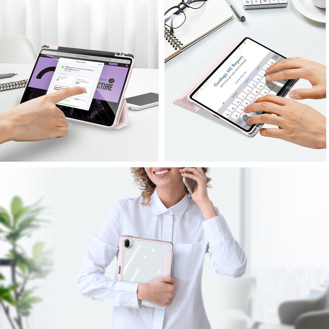 Dux Ducis - Tablet hoes geschikt voor xiaomi pad 5 / 5 Pro - Toby Series - Tri-Fold Book Case - Roze
