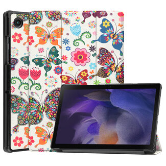 Case2go Tablet hoes geschikt voor Samsung Galaxy Tab A8 (2022 &amp; 2021) tri-fold hoes met auto/wake functie - 10.5 inch - Vlinders