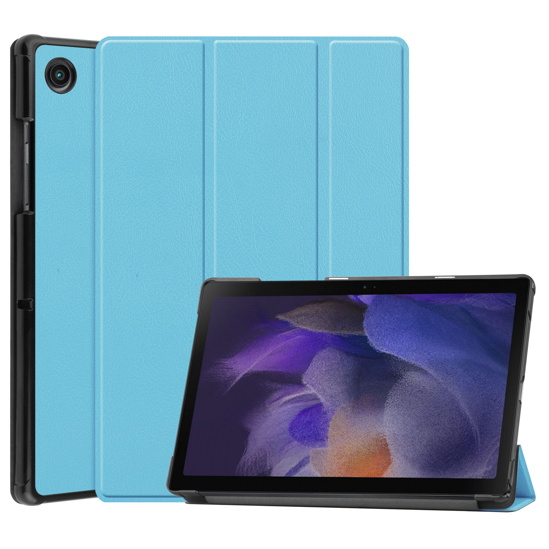 Tablet hoes geschikt voor Samsung Galaxy Tab A8 (2022 &amp; 2021) tri-fold hoes met auto/wake functie - 10.5 inch - Licht Blauw afbeelding