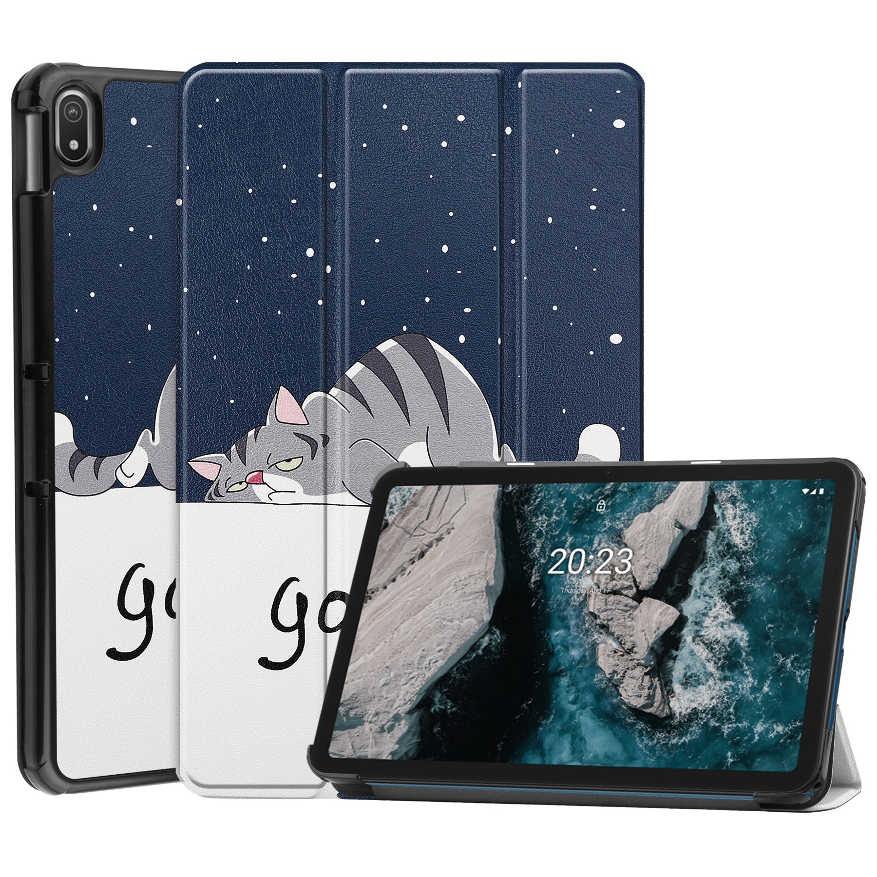 Case2go - Tablet hoes geschikt voor Nokia T20 (2021) - 10.4 Inch - Tri-Fold Book Case - Good Night afbeelding