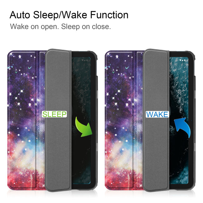 Case2go - Tablet hoes geschikt voor Nokia T20 (2021) - 10.4 Inch - Tri-Fold Book Case - Galaxy
