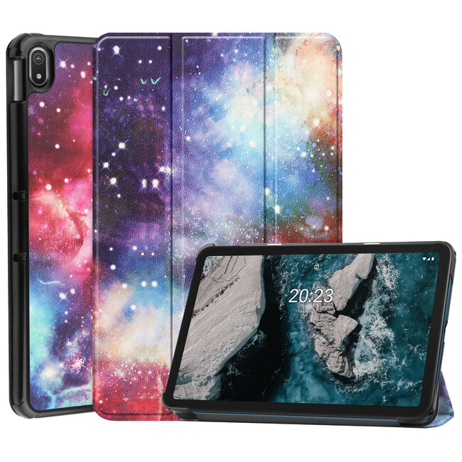 Case2go - Tablet hoes geschikt voor Nokia T20 (2021) - 10.4 Inch - Tri-Fold Book Case - Galaxy