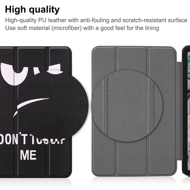 Case2go - Tablet hoes geschikt voor Nokia T20 (2021) - 10.4 Inch - Tri-Fold Book Case - Don’t touch me