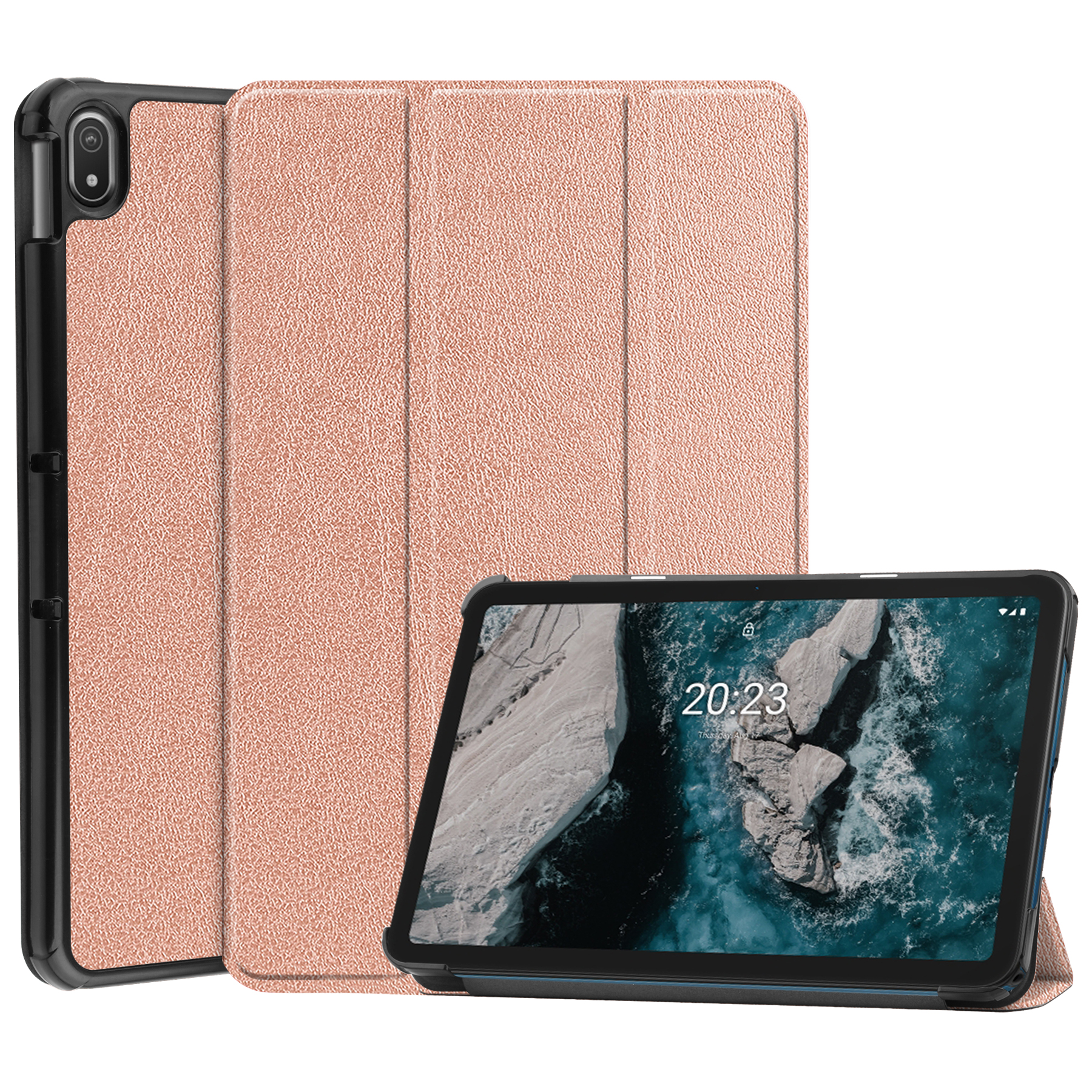 Case2go - Tablet hoes geschikt voor Nokia T20 (2021) - 10.4 Inch - Tri-Fold Book Case - Rosé-Goud afbeelding