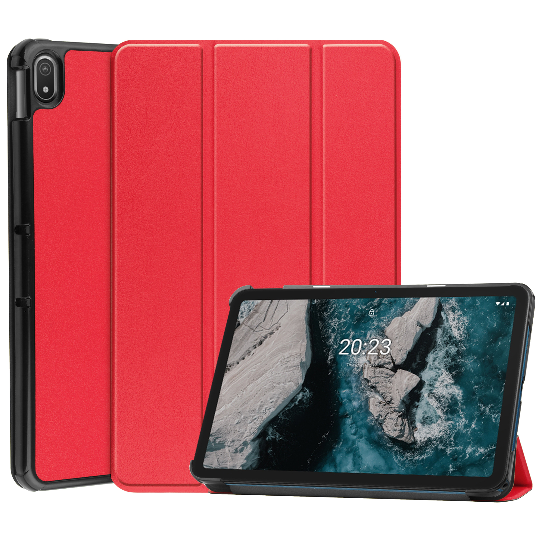 Case2go - Tablet hoes geschikt voor Nokia T20 (2021) - 10.4 Inch - Tri-Fold Book Case - Rood afbeelding
