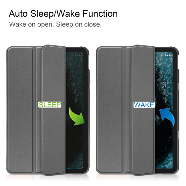 Case2go - Tablet hoes geschikt voor Nokia T20 (2021) - 10.4 Inch - Tri-Fold Book Case - Grijs