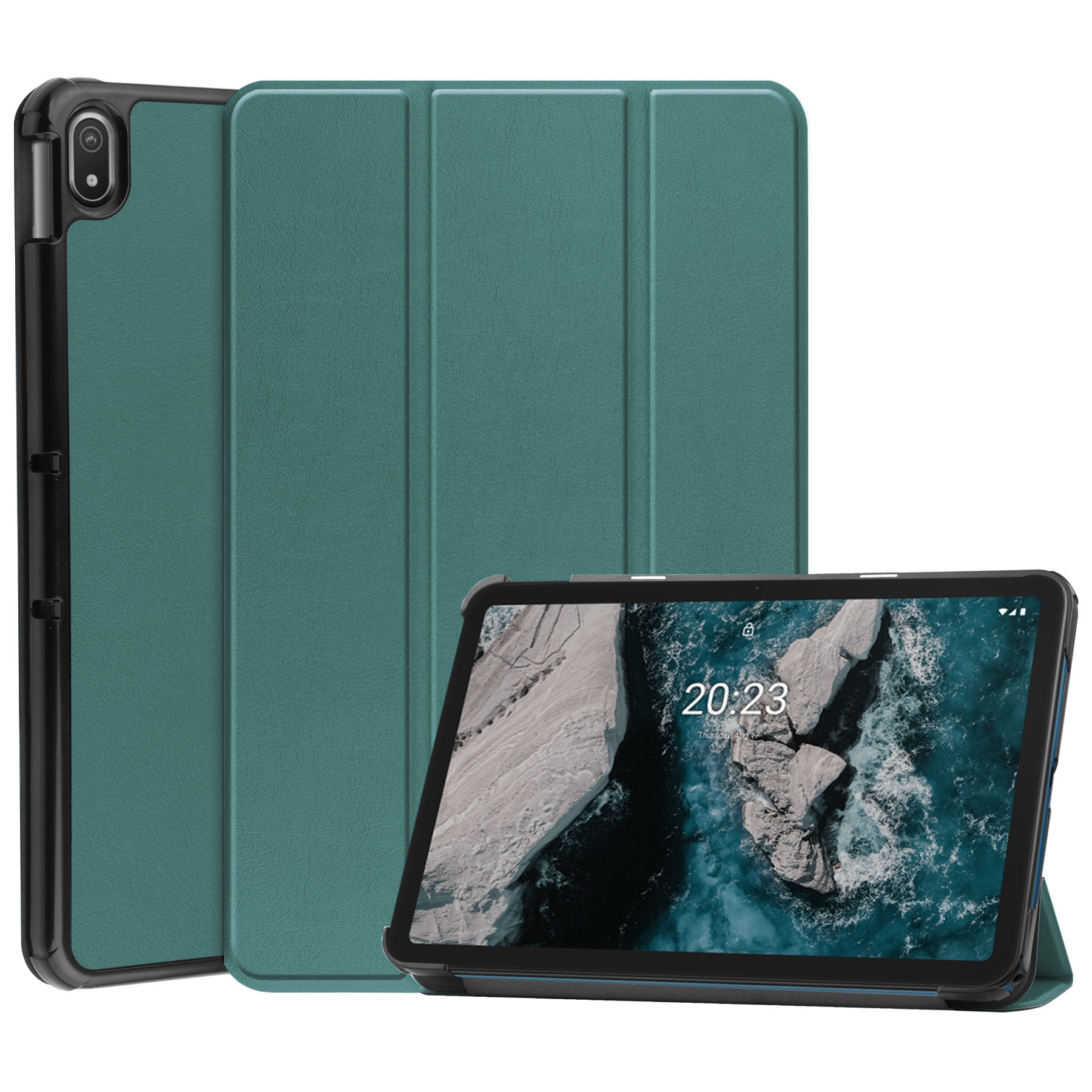 Case2go - Tablet hoes geschikt voor Nokia T20 (2021) - 10.4 Inch - Tri-Fold Book Case - Donker Groen afbeelding