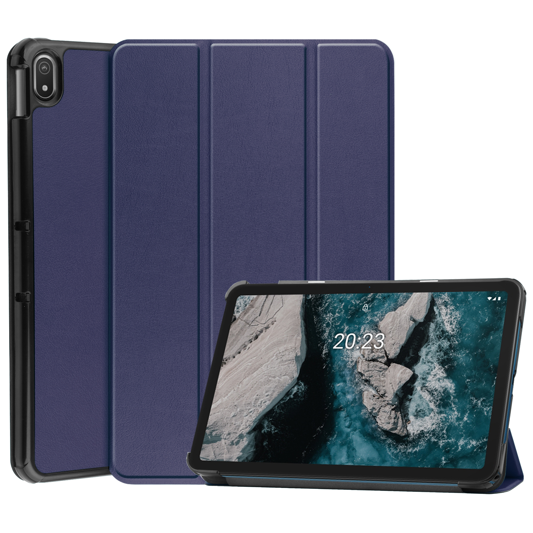 Case2go - Tablet hoes geschikt voor Nokia T20 (2021) - 10.4 Inch - Tri-Fold Book Case - Donker Blauw afbeelding