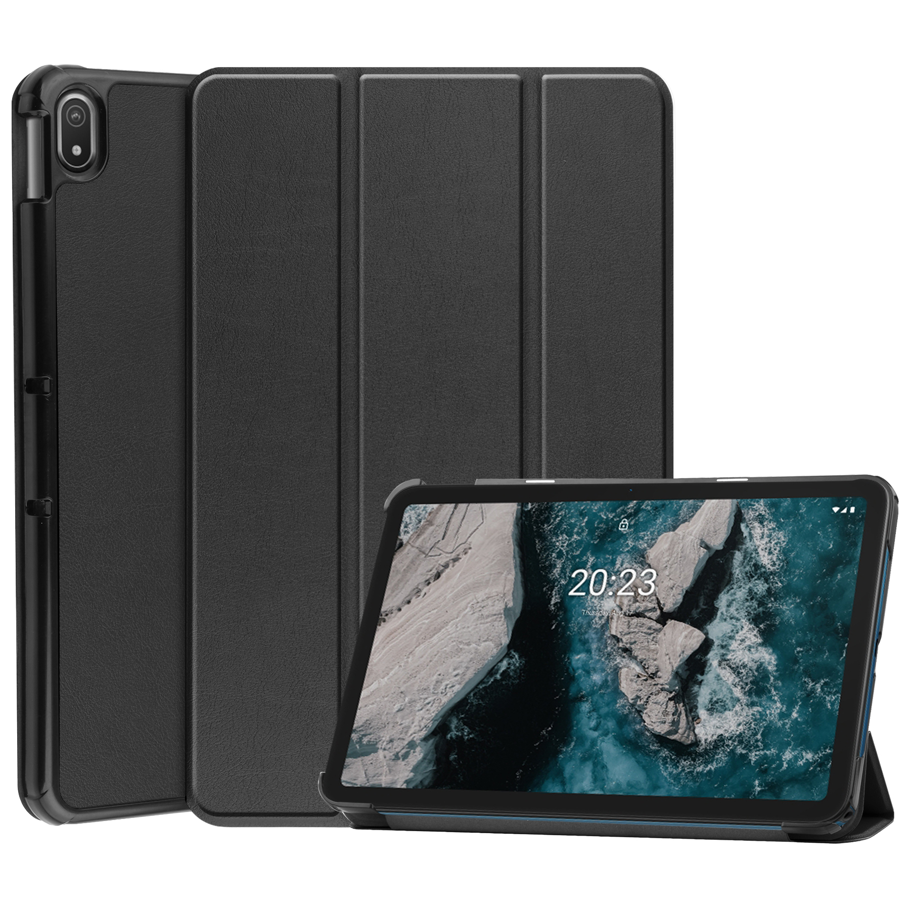Case2go - Tablet hoes geschikt voor Nokia T20 (2021) - 10.4 Inch - Tri-Fold Book Case - Zwart afbeelding