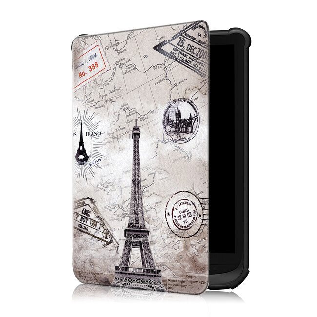 Case2go - E-reader Hoes geschikt voor PocketBook Basic 4 - Sleepcover - Auto/Wake functie - Magnetische sluiting - Eiffeltoren