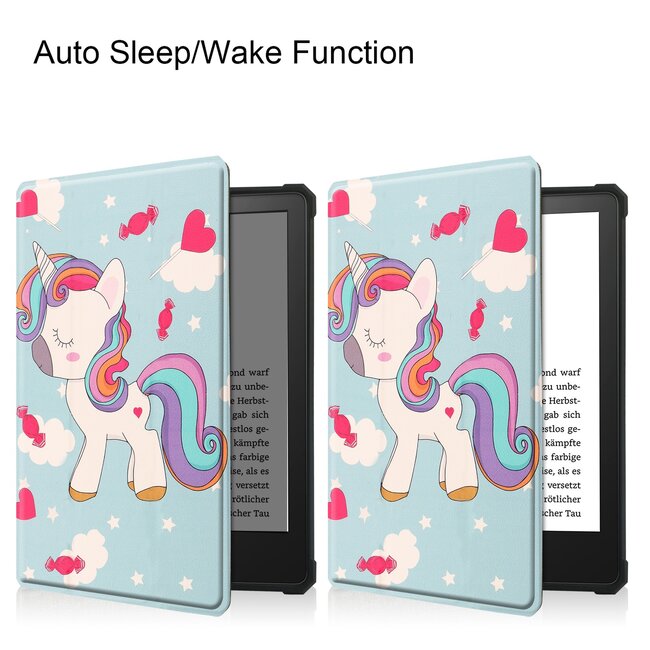Case2go - E-reader Hoes geschikt voor Amazon Kindle Paperwhite 2021 - Sleepcover - Auto/Wake functie - Magnetische sluiting - Eenhoorn