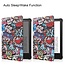 Case2go - E-reader Hoes geschikt voor Amazon Kindle Paperwhite 2021 - Sleepcover - Auto/Wake functie - Magnetische sluiting - Graffiti