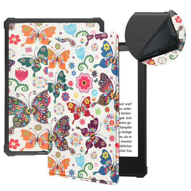 Case2go - E-reader Hoes geschikt voor Amazon Kindle Paperwhite 2021 - Sleepcover - Auto/Wake functie - Magnetische sluiting - Vlinders