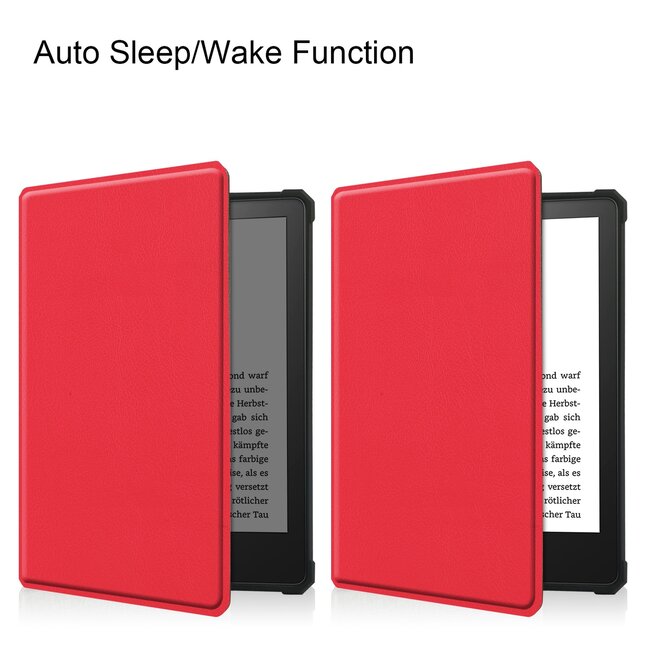 Case2go - E-reader Hoes geschikt voor Amazon Kindle Paperwhite 2021 - Sleepcover - Auto/Wake functie - Magnetische sluiting - Rood