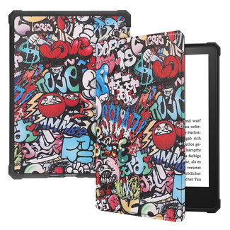 Case2go Case2go - E-reader Hoes geschikt voor Amazon Kindle Paperwhite 2021 - Sleepcover - Auto/Wake functie - Magnetische sluiting - Graffiti