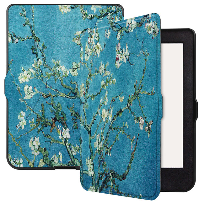 Case2go - E-reader Hoes geschikt voor Kobo Nia - Sleepcover - Auto/Wake functie - Magnetische sluiting - Witte Bloesem