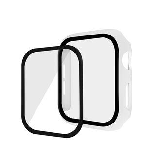 Case2go Hoesje en Screenprotector voor Apple Watch 7 - 45mm - Full Cover Screenprotector - TPU case voor de Series 7 45 mm - Wit