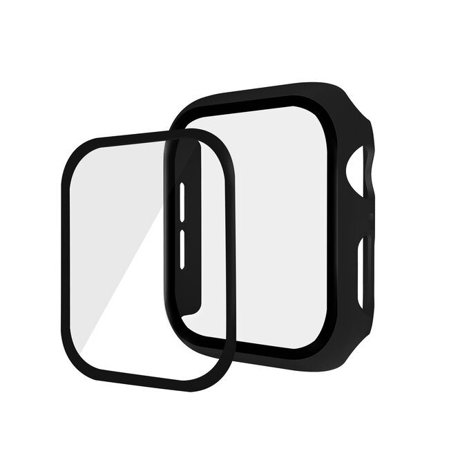 Case2go - Hoesje en Screenprotector geschikt voor Apple Watch 7 - 41mm - Full Cover Screenprotector - TPU case voor Series 7 - 41 mm - Zwart