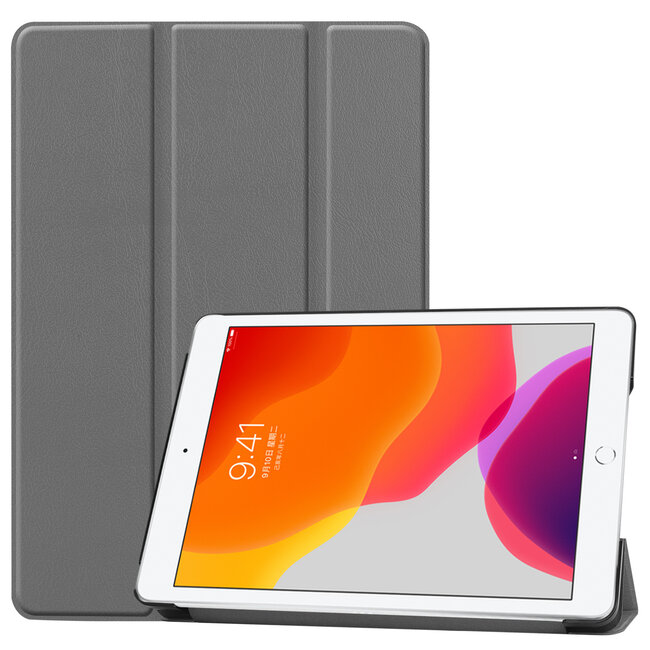 Tablet hoes geschikt voor Apple iPad 2021 / 2020 / 2019 tri-fold hoes - 10.2 inch - Case met Auto Wake/Sleep functie - Grijs